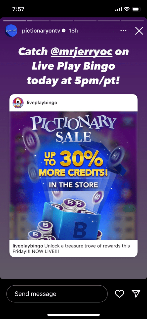 Live Play Bingo and Pictionary